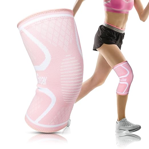RiptGear Knee Compression Sleeve Women - Knee Support and Compression Knee Brace for Women Working Out For Pain, Running (Small, Pink (1 Pack))