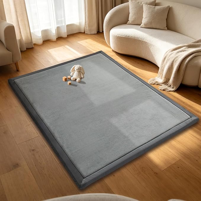 RONGFA Baby Play Mat for Floor,1.3" Thick Elasti-Foam Playpen Mat for Tummy Time, Easy Care with Non-Slip Cushioned for Infant,Kids and Toddler Crawling