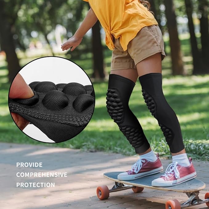Topeter Knee Calf Padded Compression Leg Sleeve for Kids, Youth Thigh Sports Protective Shin Brace Support 1 Pair