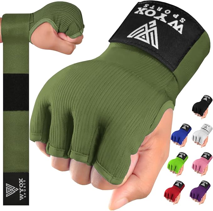 WYOX Gel Boxing Hand Wraps Inner Gloves for Men & Women – 80cm Quick Wrist Strap, Padded Knuckle Support, Fingerless MMA Muay Thai Kickboxing Wraps for Training, Punching & Martial Arts