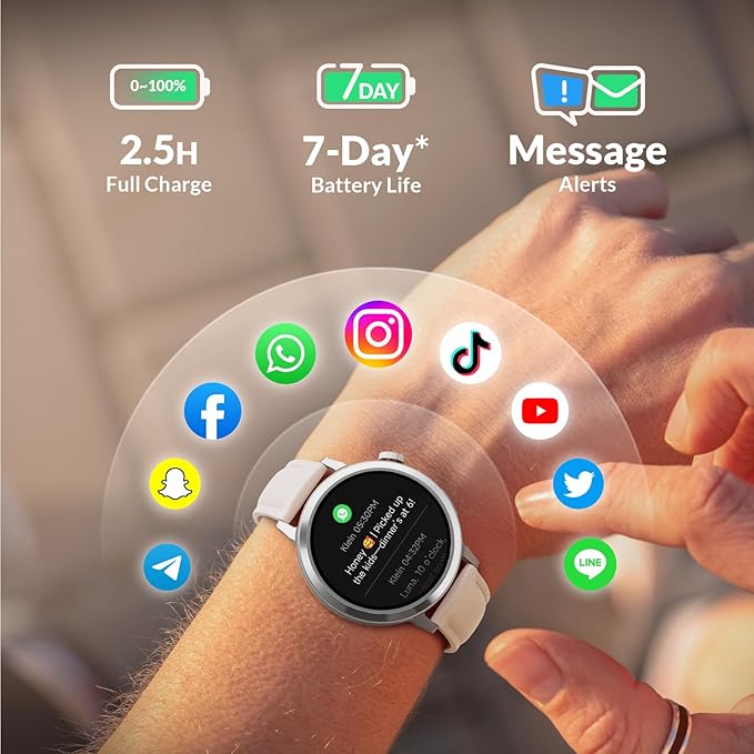 Smart Watch for Women, FANY See the Vibe 1.1'' AMOLED Ultra-clear Display with Aluminum Case & Leather Band, Fitness Tracker with Sleep/Heart Rate/SpO2/ Breathing/Step Monitor, 110+ Exercise Modes