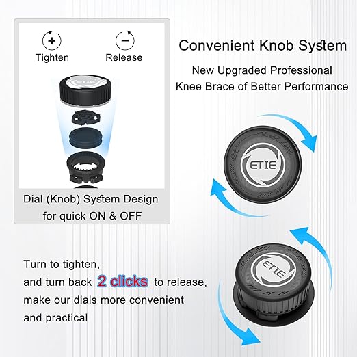 Kuangmi Knob Knee Brace for Pain Relief, Knee Support with Patella Gel Pad & Side Stabilizers, Compression Knee Sleeve for Workout, Arthritis, Joint Pain, Meniscus Tear (Black,Right,X-Large,Single)