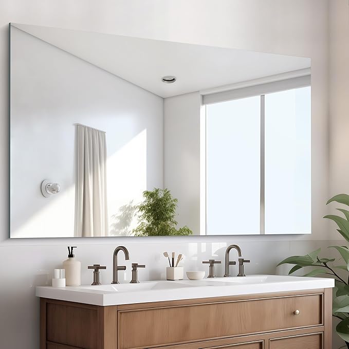 Frameless Mirror, 60x36 Large Bathroom Mirrors for Wall, Upgraded Shatterproof Rectangle Vanity Mirror Over Sink with Polished Edge for Bathroom,Bedroom,Living Room and Entryway