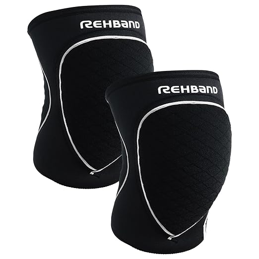 Rehband Knee Pads for Volleyball, Handball & Indoor Sports, Neoprene Knee Sleeve Protector, Comfortable & Snug Fit, Shock-absorbing Sports Knee Pads Unisex, Colour:Black - 1 Pair, Size:XX-Large