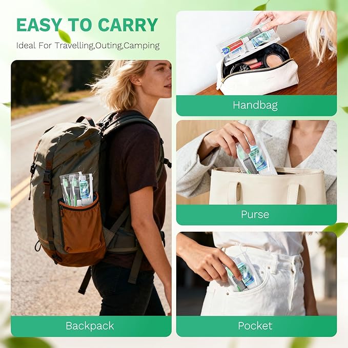 30 Set Personal Care Travel Toiletries Sets Bulk,8-IN-1 Disposable Toothbrushes with Toothpaste and Floss,Mouthwash,Comb,Soap,Cover,Zip Bag Toiletry Travel Toothbrush Kit for Homeless,Hotel,Charity