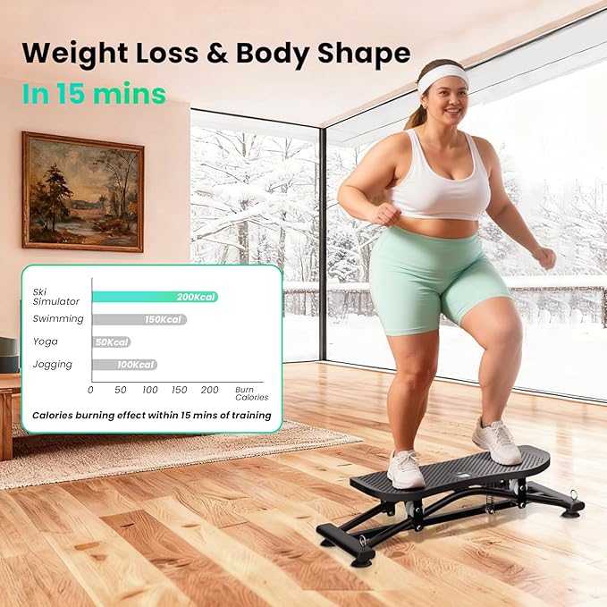 Balance Board for Adults, Rocking Stepper with Resistance Bands, 300LBS Portable Wobble Board, Quiet Side to Side Ski Simulator Trainer Exercise Machine for Home Gym Core Workout