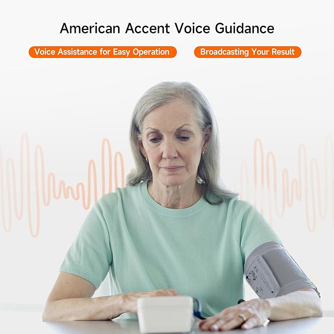 yuwell Blood Pressure Monitor, Large Upper Arm Blood Pressure Cuff, Digital Blood Pressure Machine for Home Use, Large Backlit Screen Display, Stores 199 Readings, Voice Broadcasting with Batteries
