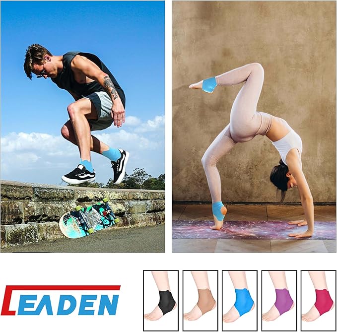 IEADEN Precut Kinesiology Tape for Ankle, 10 Pcs - Ankle Support & Stability, Ankle Pain Relief Athletic Tape - Waterproof & Elastic, Breathable Hypoallergenic Latex-Free Tape, Black