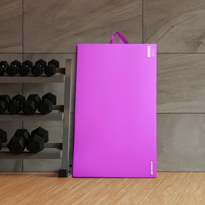 RitFit Upgraded Folding Exercise Mat, 2 Inch Thick Gymnastics Mat 3’x6’,4’x8’,4x10’,2'x8' with Carrying Handles for Yoga, MMA, Stretching, Core Workouts and Home Gym Protective Flooring