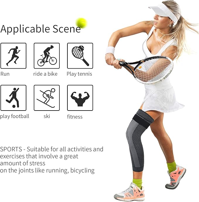 Full Leg Sleeves Long Compression Leg Sleeve Knee Sleeves Protect Leg, for Man Women Basketball, Arthritis Cycling Sport