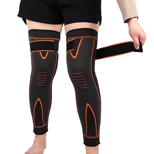 SUJAYU 2 Pack Knee Wraps for Pain Relief Women Men, Knee Compression Sleeve for Men Women, Compression Knee Brace for Arthritis Pain and Support (Orange, X-Large)