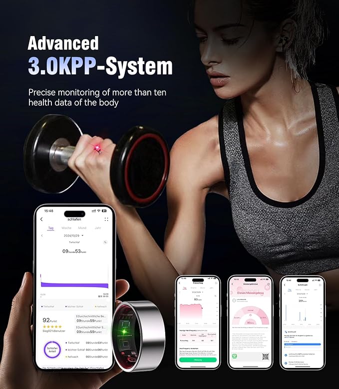 8.0 Smart Ring and Charging Case【Industry First – 0 Measurement Error】【IP68 Waterproof】 2025 Smart Ring for Women & Men for Sleep Tracking Wearable Device,Fitness Ring Silver 12#