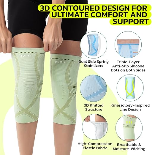 aoFIT Compression Knee Brace for Women & Men, 2 Pack AOCELL Knee Sleeve Support for Knee Joint Pain Relief, ACL, Meniscus Tear, Arthritis - Breathable for Workout, Running, Gym, Sports, Fitness XXL