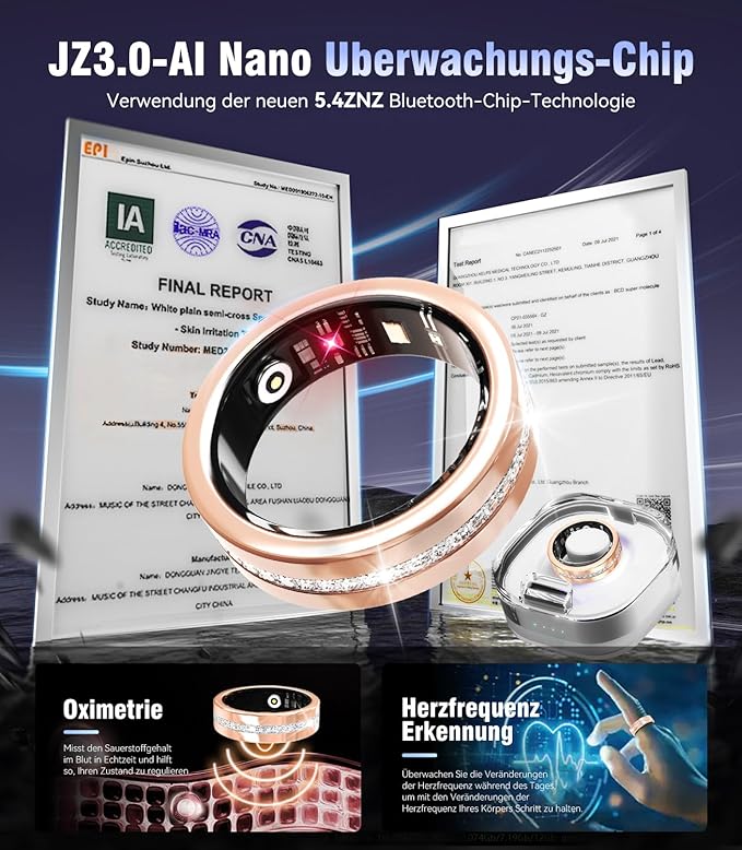 10 Gen Diamond Smart Ring and Wireless Charging Case【Industry Ranking No.1 – 0 Measurement Error】 2026 Smart Ring for Women & Men for Sleep Tracking Wearable Device,Fitness Ring【Gold 9#】