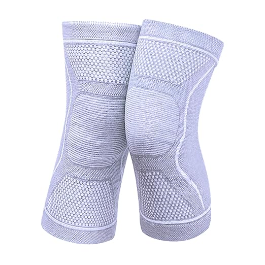 Compression Knee Sleeve for Men Women - Bamboo Charcoal Elastic Knee Braces Pads Warmers Protective Knee Support for Arthritis and Runners (Gray, Medium)
