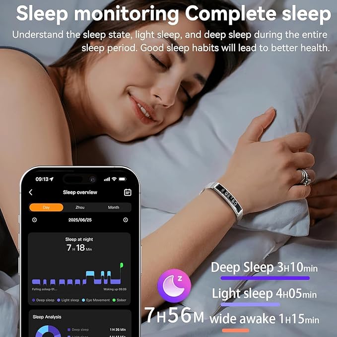Health Smart Bracelet,Fitness Tracker with Heart Rate, Sleep Monitoring, Blood Oxygen, Step Counting for iOS and Android, No Subscription Fee, Waterproof(Black)