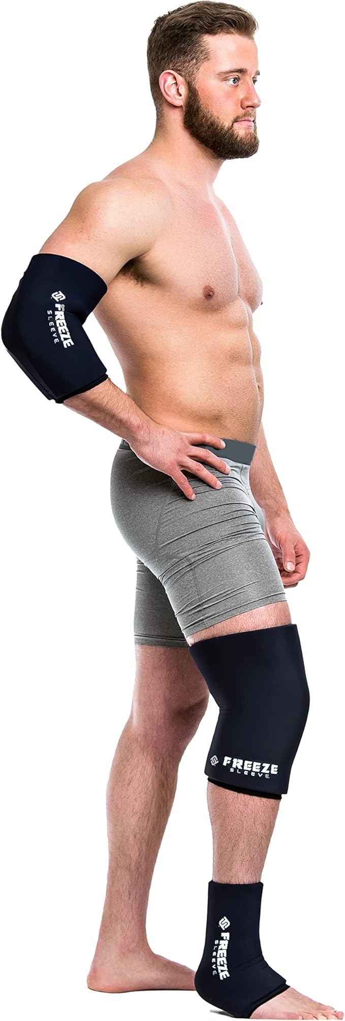 FreezeSleeve Ice & Heat Therapy Compression Sleeve- Reusable, Flexible Gel Hot/Cold Pack, 360 Coverage for Knee, Elbow, Ankle, Wrist- Black, XX-Large