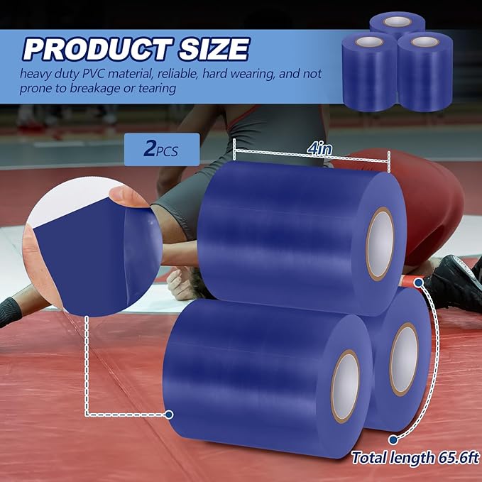 Pangda Wrestling Mat Tape 3 or 4 Inch Heavy Duty 7 Mil PVC Carpet Tape for Wrestling Grappling Exercise Mats Seaming Cover Gym Floor Carpet Seam