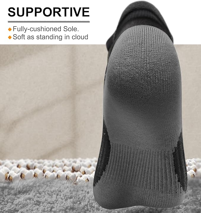 BULLIANT Men Running Socks,Active Ankle Socks No Show For Men With Cushioned Footbed Arch Support Breathable Wicking