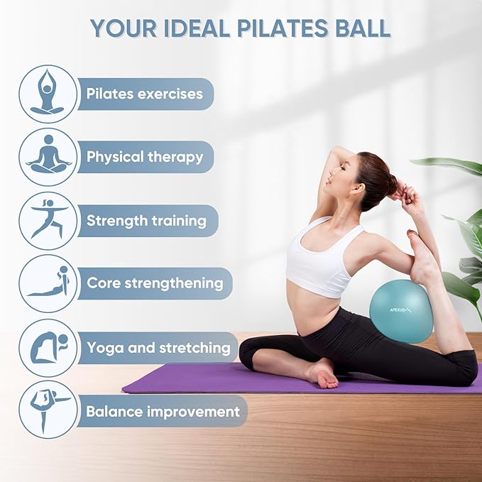 APEXUP 9 Inch Pilates Ball Small Exercise Ball for Yoga, Fitness, Balance, Core Workout, Physical Therapy