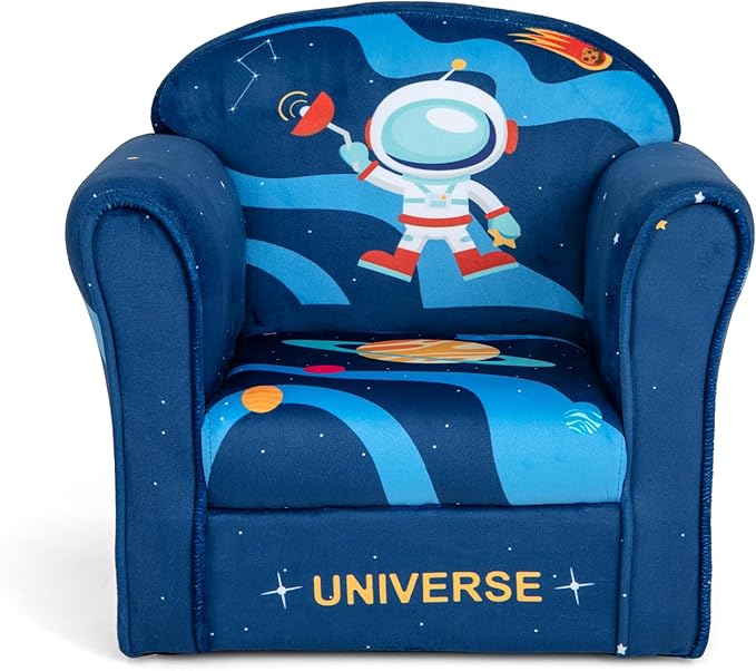 Costzon Kids Couch, Children's Sofa Armrest Chair with Pattern, Toddler Furniture w/Sturdy Wood Construction, Preschool, Lightweight Kids Couch Sofa Chair for Aged 1-5 Boys & Girls Gifts, Astronaut