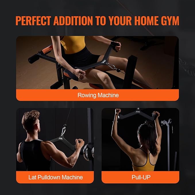 VEVOR LAT Pulldown Attachments, Cable Machine Rowing T-bar V-bar Tricep Pull Down Bar, Back Strength Training Rubber Coated Handle Grip, Bicep Curl Tricep LAT Pulldown Bar for Home Gym Fitness