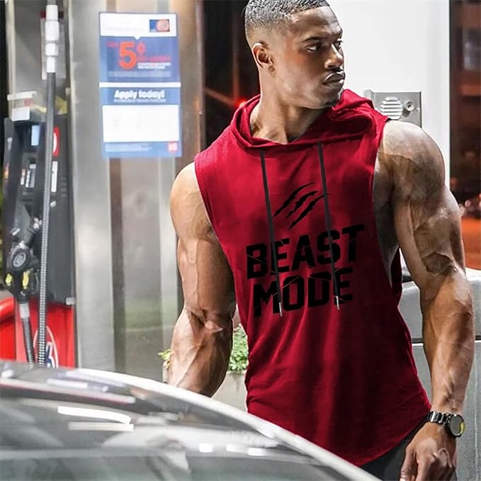 Babioboa Men's Workout Hooded Tank Tops Sports Training Sleeveless Gym Hoodies Bodybuilding Cut Off Muscle Shirts