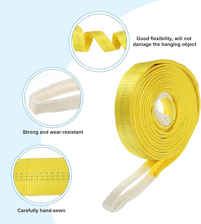 PATIKIL Lifting Slings Straps, 1 Pcs Polyester 26ft Heavy Web Slings Duty Flat Lifting Belts Pull Lifting Straps Slings Mount(6613lbs), Yellow