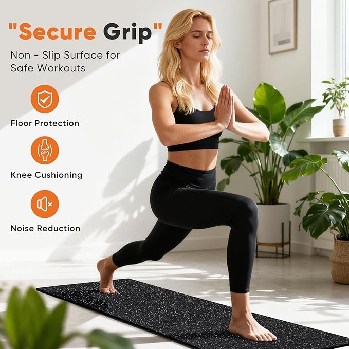 Sweetcrispy Interlocking Rubber Floor Tiles, Gym Flooring for Home Gym Mat 1/2 Inch Thick, Rubber Mats for Floor, Garage, Workout Space, Non-Slip, 6pcs