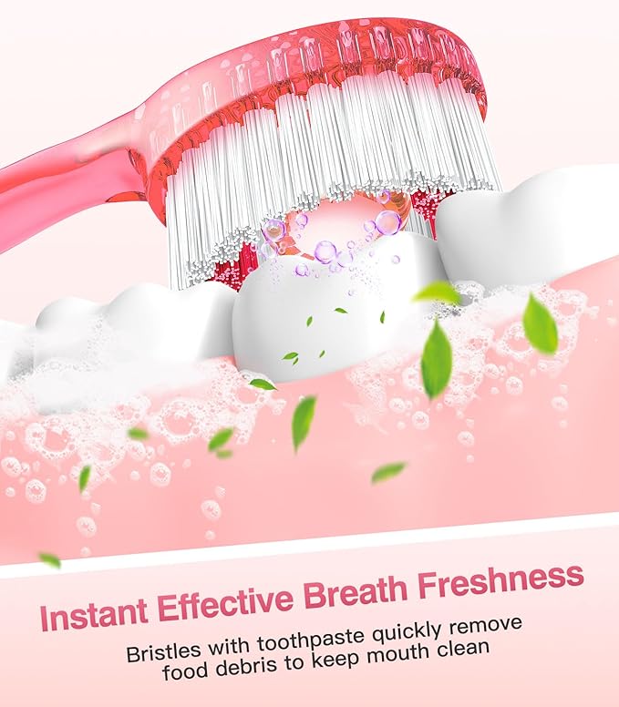 24 Pack 5-in-1 Disposable Toothbrushes with Toothpaste, Floss, Pick & Tongue Scraper, Portable Mini Toothbrush Travel Set for Kids Adults, Individually Wrapped, Work Camping, Peach Flavor