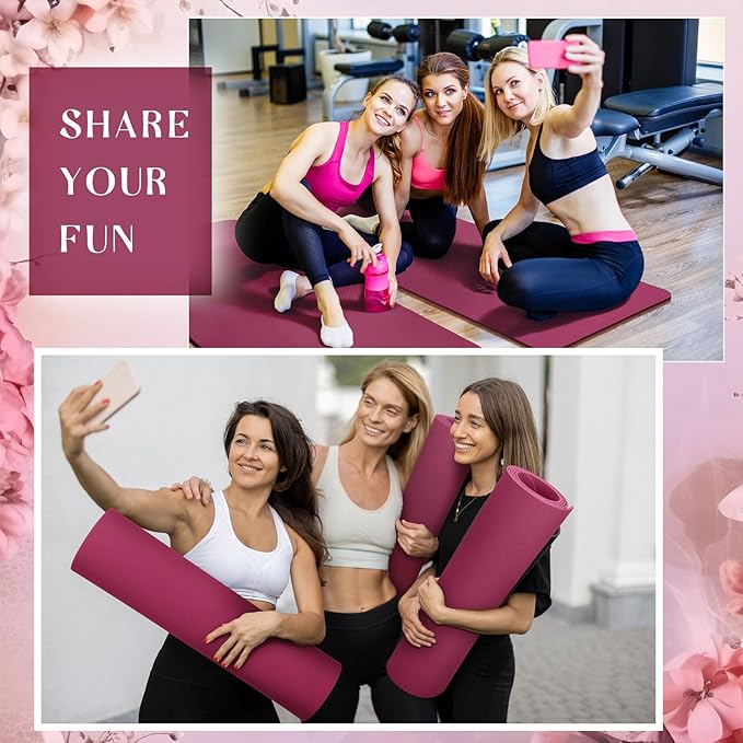 Timgle 6 Pcs 10mm Thick Yoga Mat Bulk 68 x 24 Inches Anti-slip Tear-resistant Exercise Mat Adult Gym Mats for Fitness, Stretching, Workout and Studio, Outdoor Yoga, Pilates