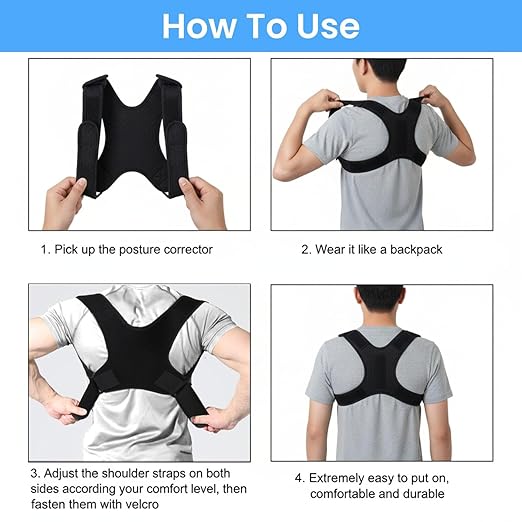 POAGL Adjustable Posture Corrector Brace for Men – Universal Fit Upper Back, Shoulder & Clavicle Support, Helps Improve Posture & Relieve Neck, Shoulder & Back Pain (Patented Design)