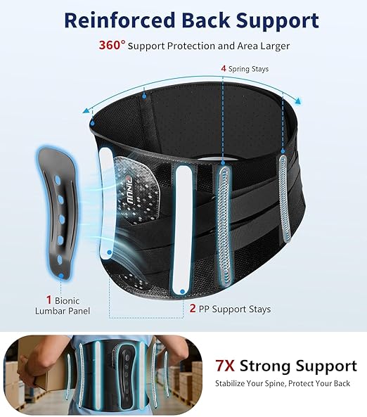 Dual X-Back Brace for Lower Back Pain Women Men, 8X Powerful Lumbar Support Belt with Bionic Support System, Breathable Mesh Design, Adjustable Back Support Belt with 3D Lumbar Pad for Sciatica, Heavy Lifting, Work, Gifts for Mom Dad