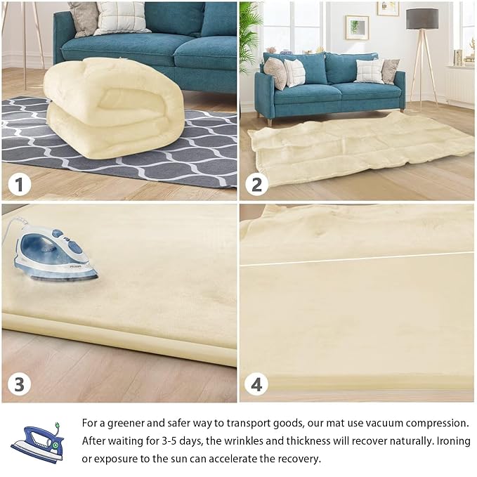 Baby Play Mat for Floor Nursery Rug Muscle Mat Area Rug Playroom Rug 65"x50" Playpen Mat Memory Foam 1.3" Thick Crawling Mat for Babies,Toddlers, Infants, Kids,Light Beige