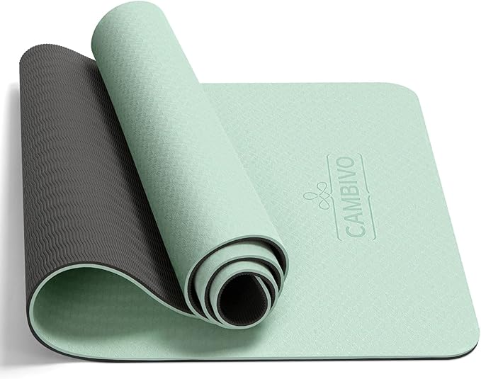 CAMBIVO Yoga Mat for Women Men Kids, 1/3 & 1/4 & 2/5 Inch Extra Thick Yoga Mat Non Slip, 72" x 24" TPE Yoga Mats, Workout Mat with Carrying Strap for Yoga, Pilates and Floor Exercises