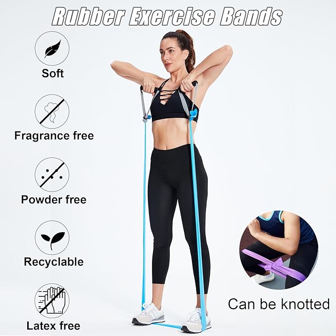 Resistance Bands for Working Out, Physical Therapy Bands, Latex Free Elastic and Exercise Bands Set for Stretching, Suitable for Rehab, Yoga, Pilates, Gym, Home Exercise