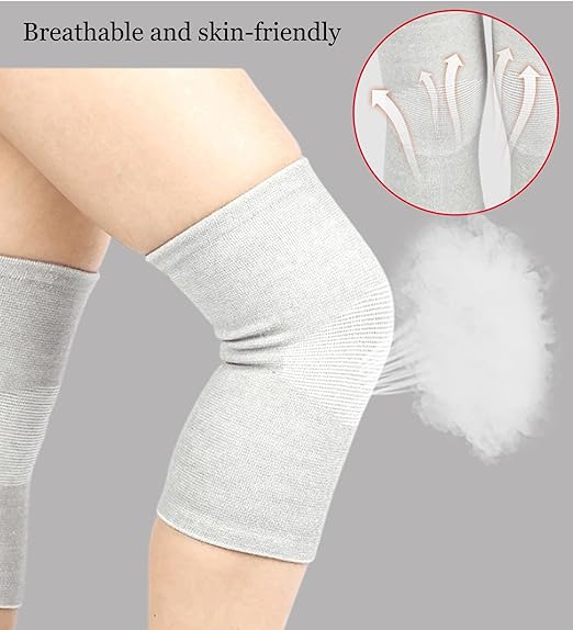 Bamboo Charcoal Knee Sleeve - Bamboo Compression Knee Sleeve for Men and Women - Elastic Warm Knee Brace for Arthritis (Gray, X-Large)