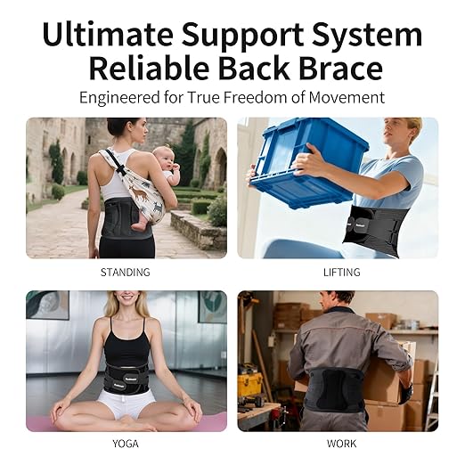 Lower Back Brace for Women Men, Adjustable Lumbar Support with 3D Pad, Breathable Ergonomic Support Belt with Metal Stays for Work, Lifting, Drive,Black,Size XXL,Waist 52"-62"
