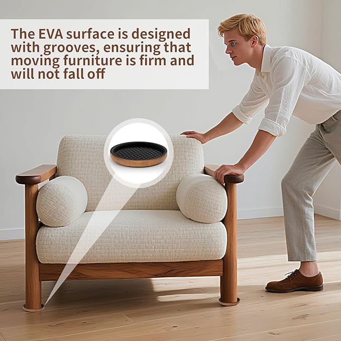 Ezprotekt Felt Furniture Sliders for Hardwood Floors, 3.5" 12 Pcs Upgraded Round Furniture Movers Sliders, Reusable Furniture Moving Pads for Heavy Bed Couch, Move Your Item Easy & Safely (Brown)