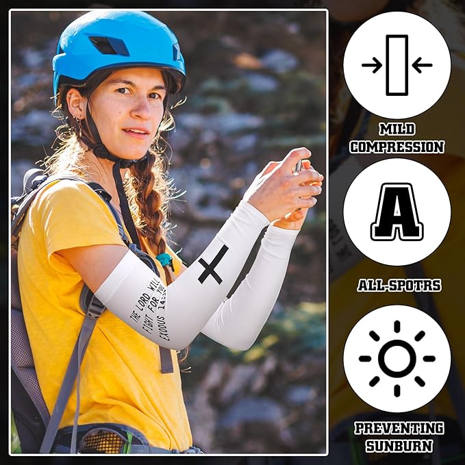 Geyoga 6 Pairs Cooling Arm Sleeves Cross Faith Cover Sleeve Jesus Bible Verses Arm Sleeves for Football Basketball