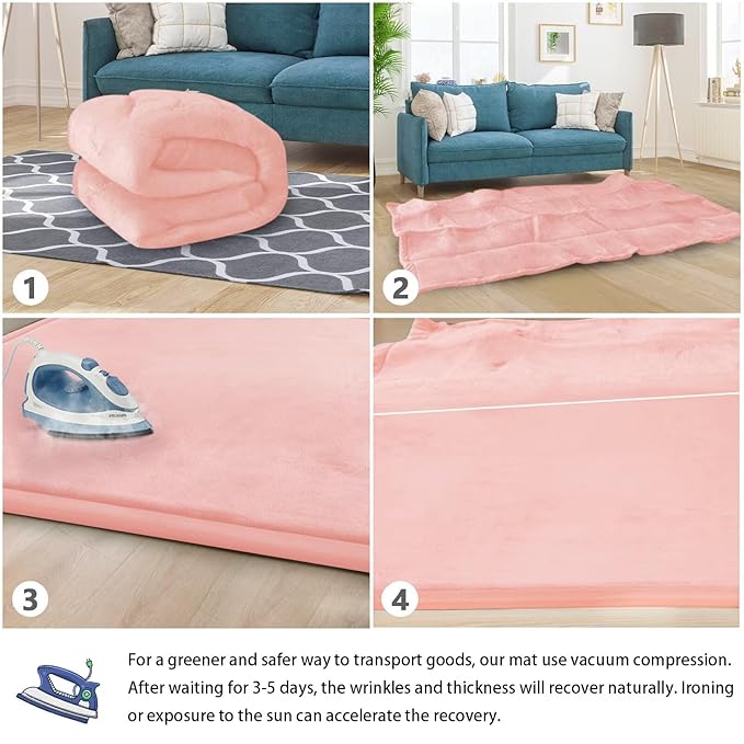 Baby Play Mat for Floor Nursery Rug Muscle Mat Area Rug Playroom Rug 39"x59" Playpen Mat Memory Foam 1.3" Thick Crawling Mat for Babies,Toddlers, Infants, Kids,Light Pink