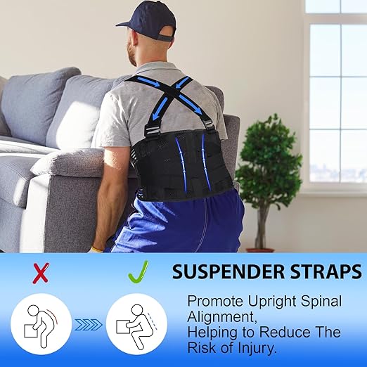 DARLIS Plus Size Back Support Belt with Removable Suspender Straps, Posture Corrector Protector for Heavy Lifting Safety, Work Back Brace for Men Women in Construction, Warehouse Jobs (Fits 3xl, 4xl)