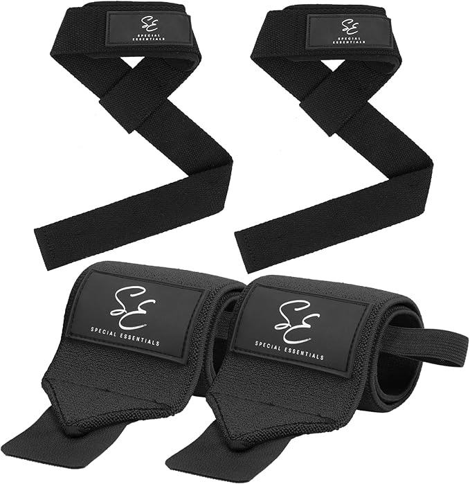 Special Essentials Wrist Straps for Weightlifting and Weightlifting Wrist Wraps for Men & Women (2 Pair Bundle) Premium Padded Neoprene - Gym Lifting Straps