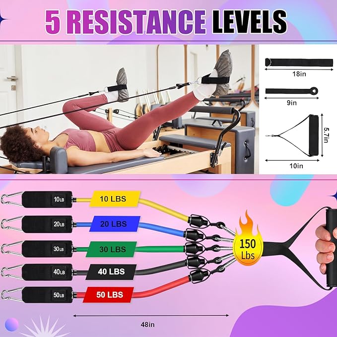 Duraaamo Resistance Bands Set, Long and Fabric Loop Bands for Working Out Exercise Stretching & Physical Therapy – Booty, Glute, Mini & Ankle for Home, Gym, Travel & Rehab