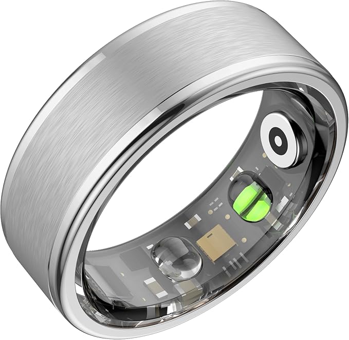 Smart Ring for Women Men,Fitness Ring with 24/7 Activity Tracking,Stress,Sleep Monitoring,No APP Subscription Fees,Compatible with iOS & Android, HarmonyOS Silver, 9#
