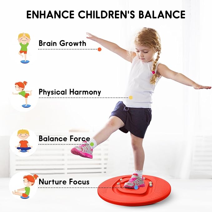 Kids Maze Balance Board - Wobble Trainer for Ski Surf Snowboard, Non-Slip Sensory Rocker Ages 3-12, Core Therapy & Skate Prep