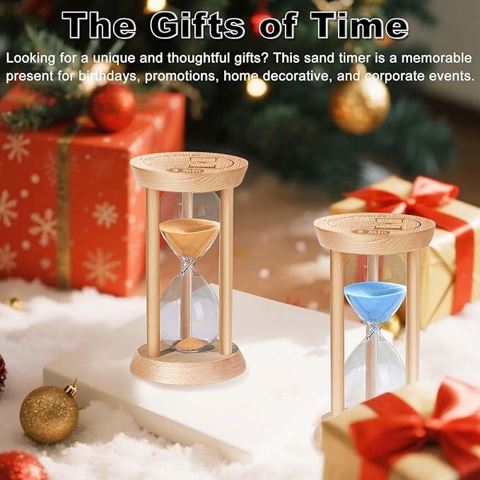 2 Minute Bamboo Sand Timer,2 Min Hourglass, Small Wooden Sand Clock, Reloj De Arena, Hour Glass Sandglass for Home, Office, Decorative, Game, Classroom