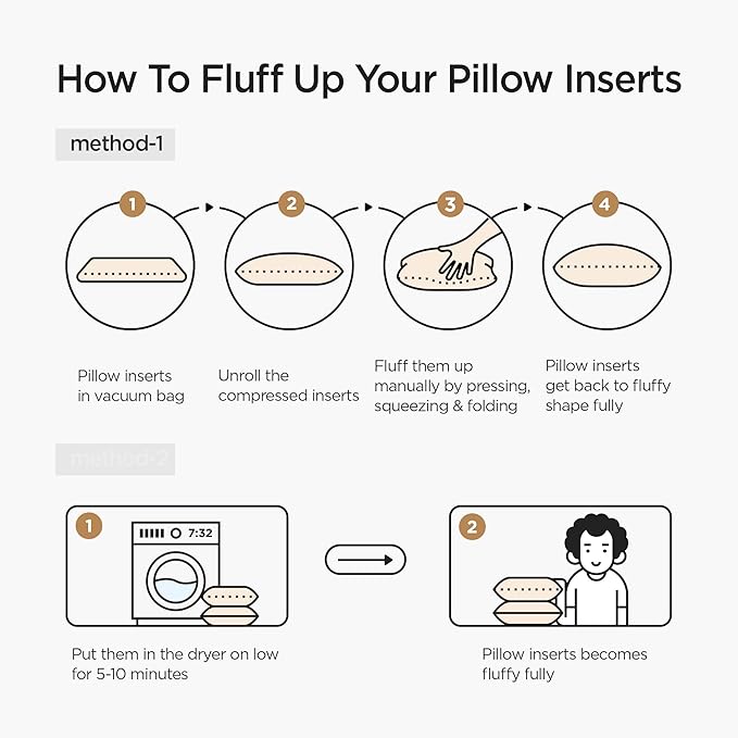 Acanva 16x16 Throw Pillow Inserts Set of 2, Premium Polyester Fiber Fill Square Sham Stuffer Cushion for Sofa, Bed, Couch and Chair, Machine Washable, White