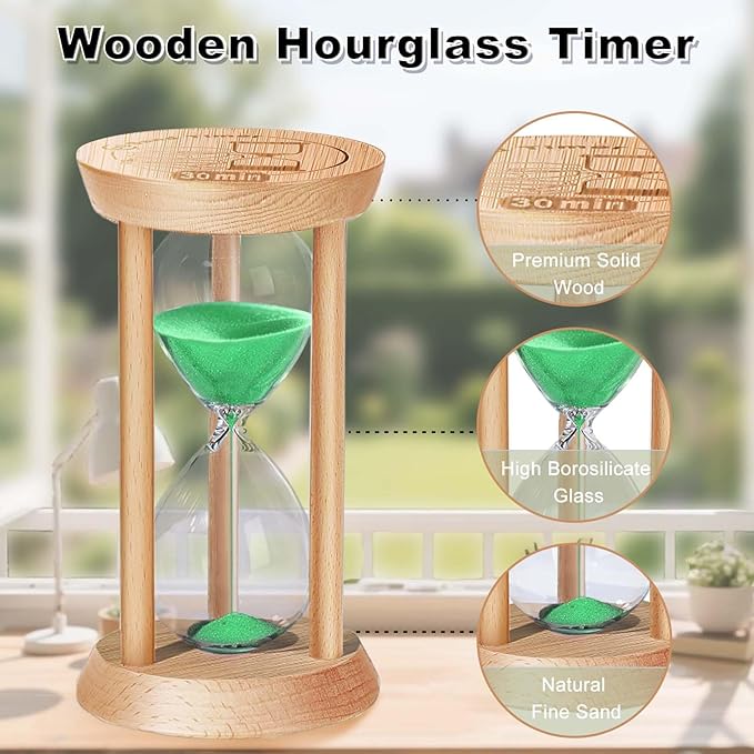 Wooden Sand Timer,1 Minute Small Hourglass, Sand Clock, Reloj De Arena, Hour Glass Sandglass for Home, Office, Decorative, Game, Classroom