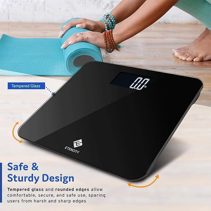 Etekcity Scale for Body Weight, Bathroom Digital Weighing Machine for People, Extra Wide Platform and High Capacity, Accurate and Safe, Large Number and Easy-to-Read on Backlit LCD Display, 440 lb